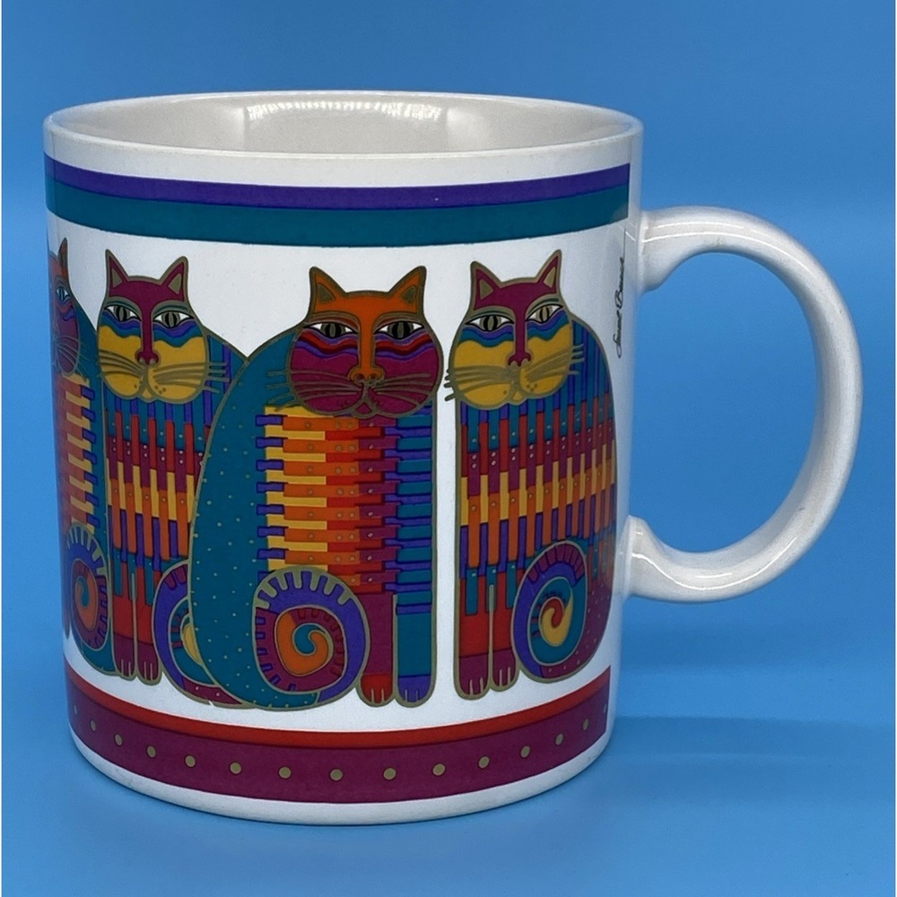 Vintage LAUREL BURCH COFFEE MUG RAINBOW‎ CAT COUSINS 1988